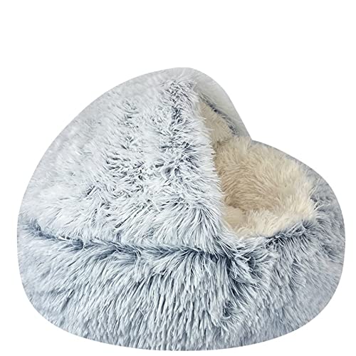 NADCFN Katzenbett Katzenbett rundes Katzenkissen Katzenhaus 2 in 1 Warmer Katzenkorb Katzenschlafsack Katzennest Zwinger Hundematte(Gray Long Plush,40x40cm) von NADCFN