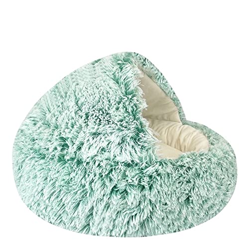 NADCFN Katzenbett Katzenbett rundes Katzenkissen Katzenhaus 2 in 1 Warmer Katzenkorb Katzenschlafsack Katzennest Zwinger Hundematte(Green Crystal Velvet,40x40cm) von NADCFN