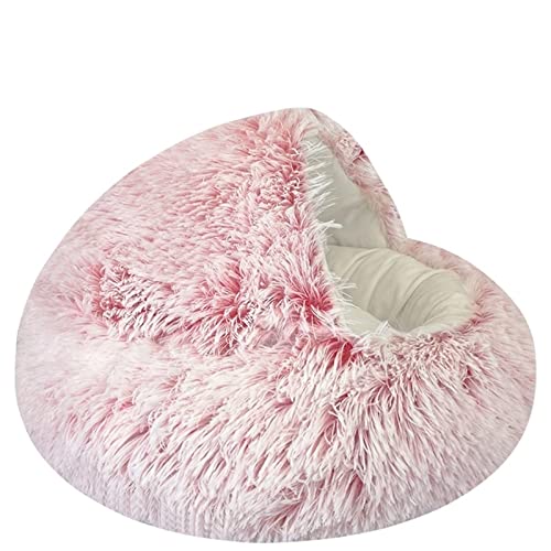 NADCFN Katzenbett Katzenbett rundes Katzenkissen Katzenhaus 2 in 1 Warmer Katzenkorb Katzenschlafsack Katzennest Zwinger Hundematte(Pink Crystal Velvet,40x40cm) von NADCFN