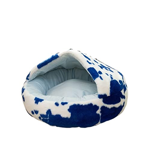 NADCFN Katzenbett Katzenbett rundes Katzenkissen Katzenhaus 2 in 1 Warmer Katzenkorb Katzenschlafsack Katzennest Zwinger Hundematte(Spots Blue,40x40cm) von NADCFN