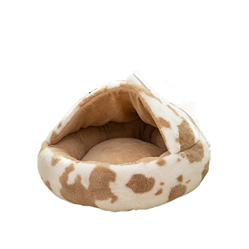 NADCFN Katzenbett Katzenbett rundes Katzenkissen Katzenhaus 2 in 1 Warmer Katzenkorb Katzenschlafsack Katzennest Zwinger Hundematte(Spots Coffee,40x40cm) von NADCFN