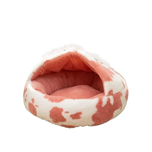 NADCFN Katzenbett Katzenbett rundes Katzenkissen Katzenhaus 2 in 1 Warmer Katzenkorb Katzenschlafsack Katzennest Zwinger Hundematte(Spots Pink,40x40cm) von NADCFN