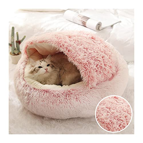 NADCFN Katzenbett Katzenbetten, warme Winter-Katzenmatte, geschlossene Haustierbedarf, runder, Dicker Tiefschlaf-Haustier-Nest-Zwinger Hundematte(Pink,40x40cm) von NADCFN