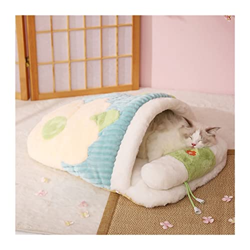 NADCFN Katzenbett Katzenschlafbett, abnehmbares Kissen mit lustigem Katzenseil, warmes Kissen für Katzen, Hündchen, Sofa Hundematte(Green) von NADCFN