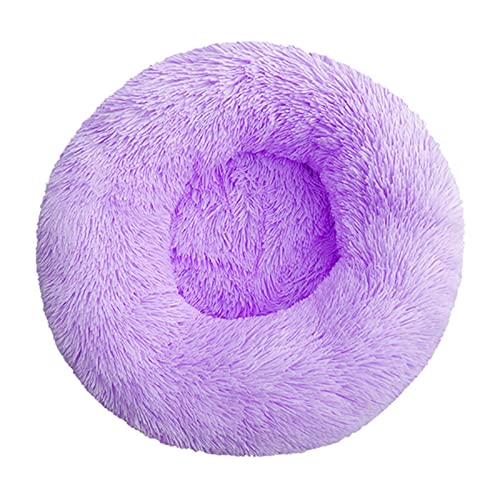 NADCFN Katzenbett Langes Plüsch-Hundebett-Kissen Großes Hundebett-Haus-Haustier-rundes Kissen-Bett-Haustier-Zwinger-Katzen-Hundehaus Hundematte(Purple,XS 40cm) von NADCFN