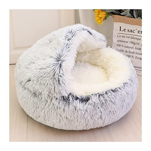 NADCFN Katzenbett Langes Plüsch-Katzenhaus, Höhle, Haustier, Kätzchen, Kissen, Korb, Schlafmatte für Katzen, kleine Hunde Hundematte(Gray,40cm) von NADCFN