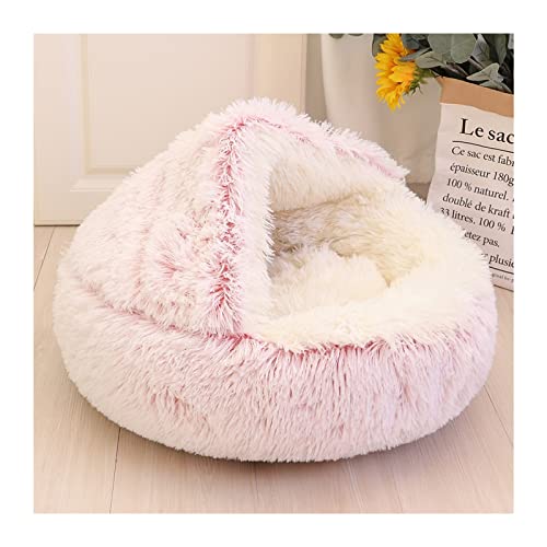 NADCFN Katzenbett Langes Plüsch-Katzenhaus, Höhle, Haustier, Kätzchen, Kissen, Korb, Schlafmatte für Katzen, kleine Hunde Hundematte(Pink,50cm) von NADCFN