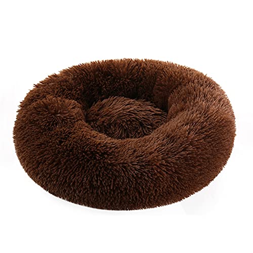 NADCFN Katzenbett Luxuriöses weiches Plüsch-Hundebett, runde Form, Schlafsack, Zwinger, Katze, Welpe, Schlafsofa, Haustierhaus Hundematte(Dark Coffee,XS Diameter 40cm) von NADCFN