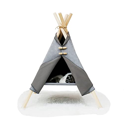 NADCFN Katzenbett Pet Tipi Cat Bed House Tragbares Faltzelt mit dickem Kissen für Hundewelpen und Katzen im Innenbereich Hundematte(Gray) von NADCFN