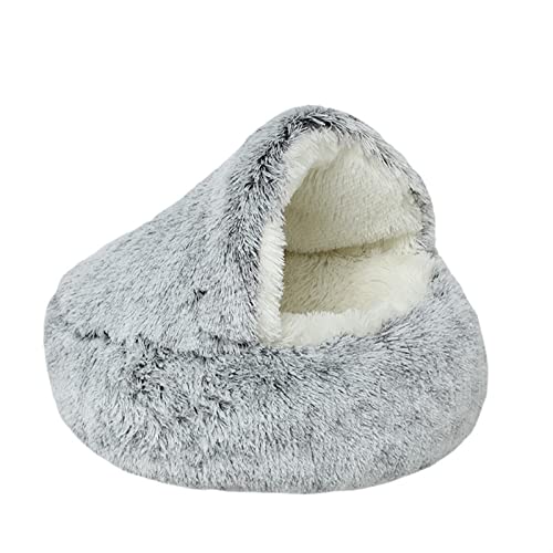 NADCFN Katzenbett Plüsch-Haustier-Katzenbett, rundes Katzenkissen, Katzenhaus, Warmer Katzenkorb, Katzenschlafsack, Katzennest, Zwinger Hundematte(Grey-Pluse,40X40cm) von NADCFN