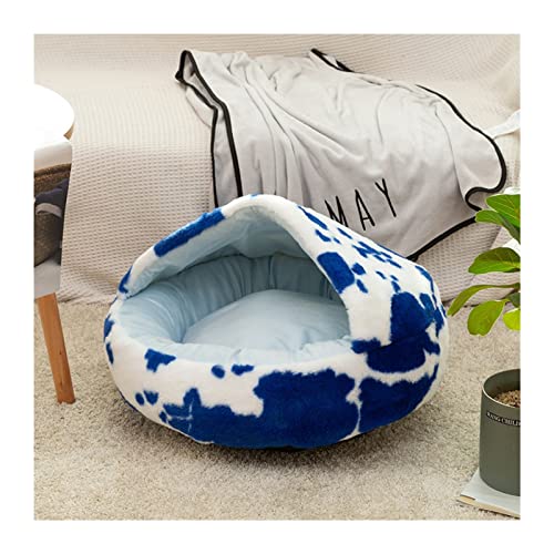 NADCFN Katzenbett Plüsch-Haustier-Katzenbett, rundes Katzenkissen, Katzenhaus, Warmer Katzenkorb, Katzenschlafsack, Katzennest, Zwinger Hundematte(Spots Blue,65X65cm) von NADCFN