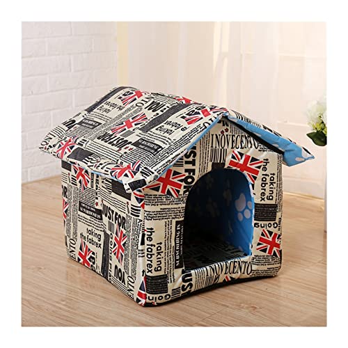 NADCFN Katzenbett Warmes und wasserdichtes Haus für Katzen und Hunde im Freien, Haustiervillen, faltbar und waschbar Hundematte(British Style,S 33x30x33CM) von NADCFN