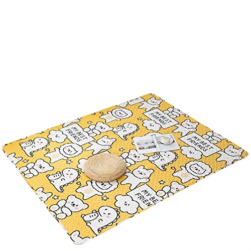 NADCFN Katzenbett Wiederverwendbare Pee Pads Puppy Kennel Crate Mats Waschbare rutschfeste Katzenmatten für Fußböden Hundematte(Best Friend Yellow,M - 70x90cm) von NADCFN