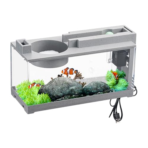 Kleines Tisch Aquarium | Aquarium | Aquarium Komplettset | Tisch Aquarium Klein | Dekoratives, Ruhiges, Kleines Aquarium Im Retro-Stil | Schreibtischaquarium Glasaquarium Retro Dekoratives von NAIYAN