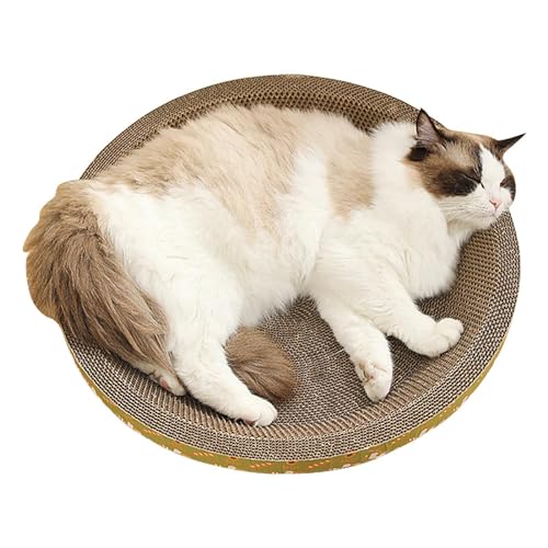 Ovaler Kratzbaum aus Karton | Wellpappe für Katzen | 2-in-1 ovaler Katzenkratzer aus Karton | Katzennapf für den Innenbereich | Kratzbaum für Indoor-Katzen zum Schlafen von NAIYAN