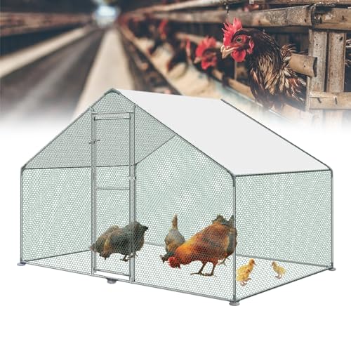 NAIZY Hühnerstall Hühner Freilaufgehege XXL 3x2x2m mit PE Sonnenschutzdach und Schloss Chicken Run Hühnergehege Hühnerauslauf für Voliere Hühner Kleintiere Ente Kaninchen von NAIZY