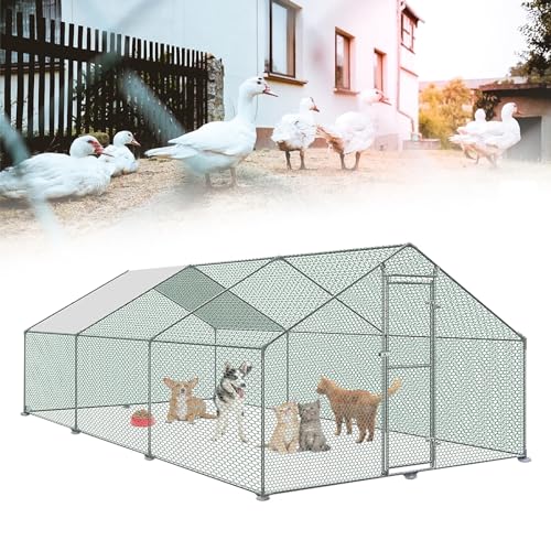 NAIZY Hühnerstall Hühner Freilaufgehege XXL 3x6x2m mit PE Sonnenschutzdach und Schloss Chicken Run Hühnergehege Hühnerauslauf für Voliere Hühner Kleintiere Ente Kaninchen von NAIZY