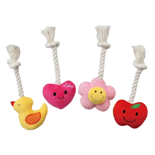 NAKAMA Hundespielzeug Hamigaki Baby-Kollektion für kleine bis mittelgroße Hunde, 4er-Pack (Küken, Herz, Blume, Apfel) von NAKAMA