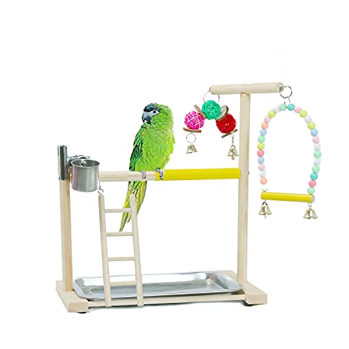 NAKLULU Papageien Spielplatz Vogel Spielplatz Papagei Sitzstange Playpen Ladder with Feeder Cups Toy Käfig-Dekoration-C von NAKLULU