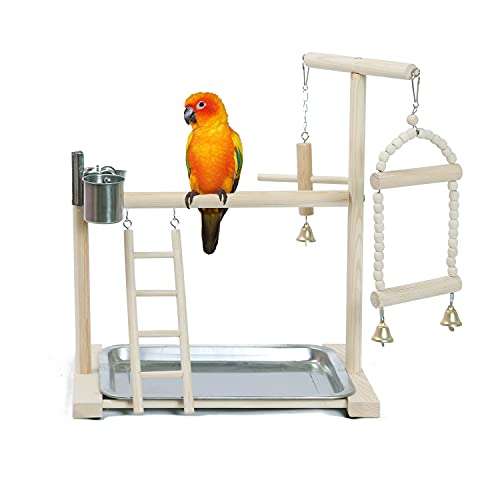 NAKLULU Papageien Spielplatz Vogel Spielplatz Papagei Sitzstange Playpen Ladder with Feeder Cups Toy Käfig-Dekoration-aa von NAKLULU