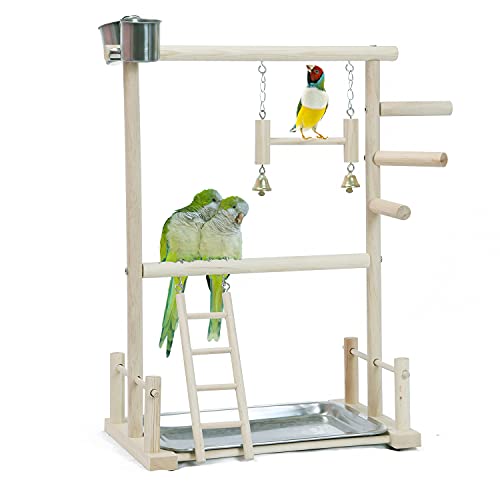 NAKLULU Papageien Spielplatz Vogel Spielplatz Papagei Sitzstange Playpen Ladder with Feeder Cups Toy Käfig-Dekoration von NAKLULU