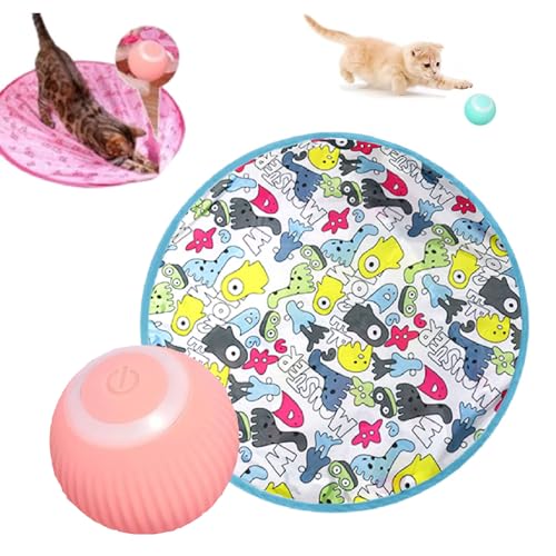 NAKUL Interaktives Katzenspielzeug,Katzenspielzeug Ball,Katzenmatte, Intelligenter Katzen Spielzeug Bälle Katzen Spielteppich Für Stimuliert Den Jagdinstinkt (B Matte und Rosa Bälle) von NAKUL