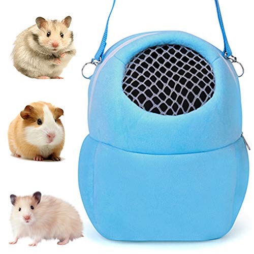 NALCY Hamster Reisetasche, Kleintier Tragetasche, Tragbar Atmungsaktiv Haustiertragetasche, mit Schultergurt, für kleine Haustiere Igel Zucker Gleiter Eichhörnchen Kaninchen, Größe M (Blau) von NALCY