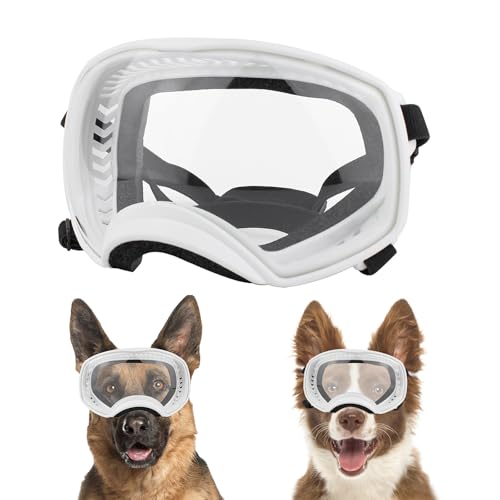 NAMSAN Transparente Hundebrille für große Hunde, tiefe Augenmuscheln, UV-Schutz, Hundesonnenbrille, mittelgroße und große Rassen, Sommerfahrten, Augenschutz, Winter-Schnee-Hundebrille, Outdoor-Sking, von NAMSAN