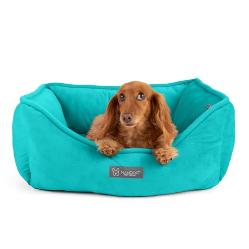 NANDOG Pet Gear Hunde- und Katzenbett, wendbar, luxuriös, Mikroplüsch, weich, warm, beruhigend, für kleine und mittelgroße Rassen, moderner Stil, Aqua von NANDOG