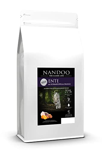 2kg Ente mit Süßkartoffel & Orange, Trockenfuter getreidefrei für Hunde, Premium Hundefutter viel frisches Fleisch aus Deutschland von NANDOO Premium Hundefutter