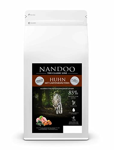 Huhn mit Süßkartoffel & Kräuter, Trockenfuter getreidefrei für Hunde, Premium Hundefutter viel frisches Fleisch aus Deutschland 12kg von NANDOO Premium Hundefutter