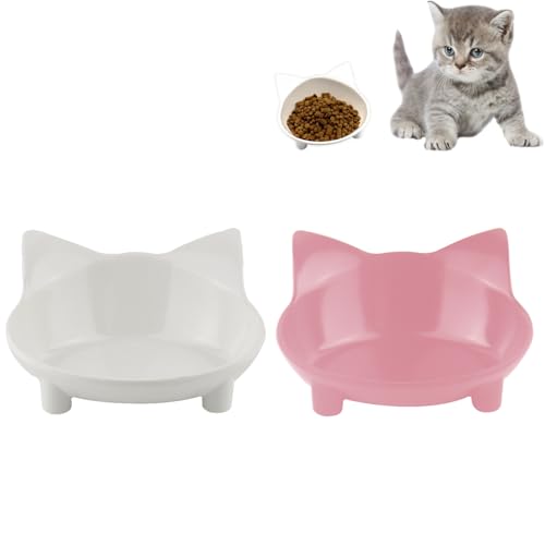 NANEEZOO Katzennäpfe, 2 Stück Futternapf Katze Set, fressnäpfe Katzen doppel, Futterschüssel für Katze, mit Fressnapf und Wassernapf im Katzen Napfset für Katzen Keramik (Schwarz+Rosa) von NANEEZOO