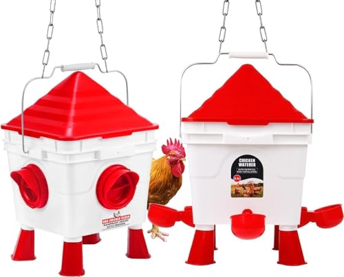 Hühnerfutterstation und Tränke Set, Automatischer Schwerkraft-Futterspender 8,5 l, Hühnerfutterspender und Trinker für Huhn/Ente/Geflügel von NANONAN