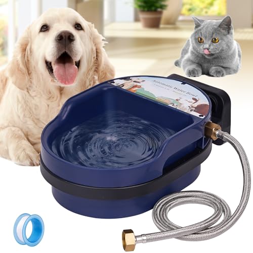 Auto Hund Wassernapf Spender Automatischer Haustier Wassernapf Spender für Hund Selbstbefüllende Trog Trinkwasser Futterspender für Geflügel Outdoor Große Hunde und Nutztiere (Blaue Schale) von NAOEDEAH