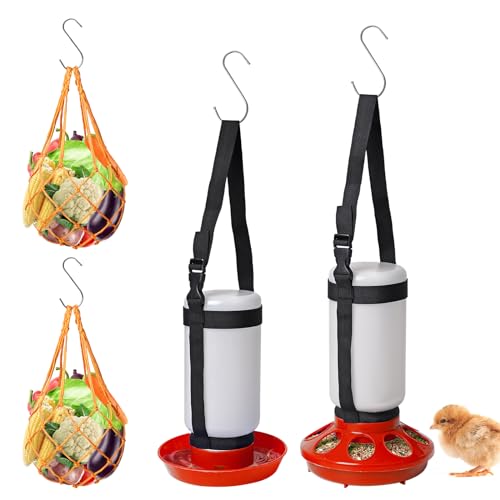 Küken-Futterstation und Bewässerungs-Set, Hühner-Gemüse-Futterspender im Stall, Gemüsehalter, Fütterung, 1 l, Geflügeltränke, Baby-Küken, Starter-Set, Hühner-Futterstation und Bewässerungsset für von NAOEDEAH