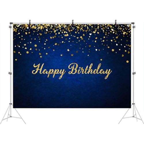 NASSMOSSE 7x5ft Hintergrund für Männer Royalblau Kulisse für Fotografie Golden Glitter Punkte Hintergrund Kinder 1. Geburtstag Banner Frauen Bday Kuchen Tisch Dekorationen Requisiten von NASSMOSSE