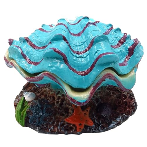 NASSMOSSE Aquarium Muschel Dekoration Künstliche Muschel Perle Luftblase Stein Aquarium Tropische Muschel Ornament Unterwasser Handwerk Blau von NASSMOSSE