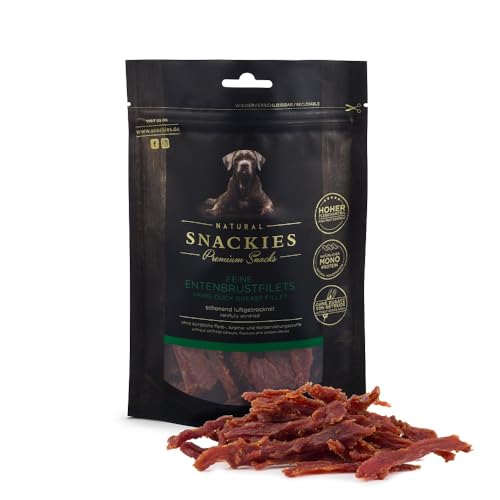 SNACKIES 16er-Pack (à 180g) Premium Snacks für Hunde, Feine Entenbrustfilets ohne Zusatz von Getreide, Zucker, Farb-, Aroma- und Konservierungsstoffe, schonend luftgetrocknete Leckerli von NATURAL SNACKIES Premium Snacks