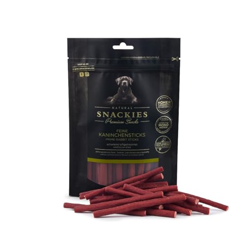 SNACKIES Premium Snacks für Hunde, ohne Zusatz von Getreide, Zucker, Farb-, Aroma- und Konservierungsstoffe, schonend luftgetrocknete Leckerli, Feine Kaninchensticks 400g von NATURAL SNACKIES Premium Snacks