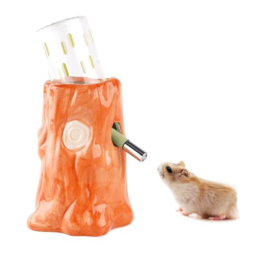 Hamster-Wasserflasche, 2-in-1-Wasserspender für Tank, 120 ml Wasserflasche mit Ständer, kein Tropfen, Keramik-Wasserflaschenhalter für Zwerghamster, Mäuse, Ratten von NATURE Ann