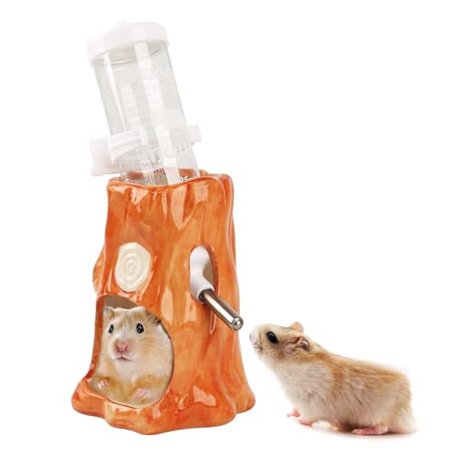 Hamster-Wasserflasche, 2-in-1-Wasserspender für Tank, 120 ml Wasserflasche mit Ständer, kein Tropfen, Keramik-Wasserflaschenhalter für Zwerghamster, Mäuse, Ratten von NATURE Ann