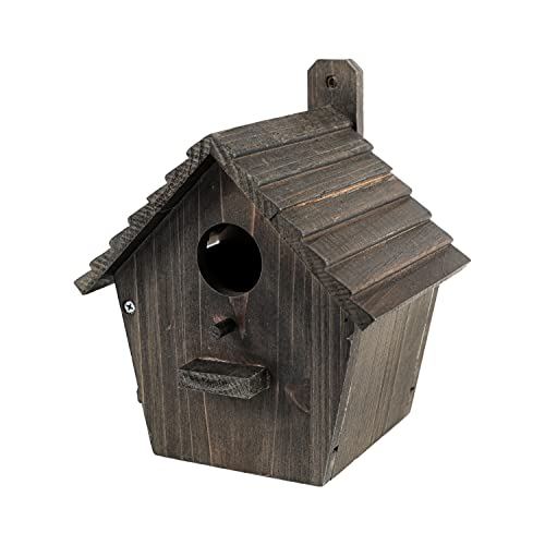 Vogelhaus Schwarz Vogelhaus Vogelhäuser für draußen mit Stange Holz Vogelhaus für Finke Bluebird Haus Kardinale Hängend Vogelhaus Freiraum Garten Landhäuser B8-2 von NATUREYLWL