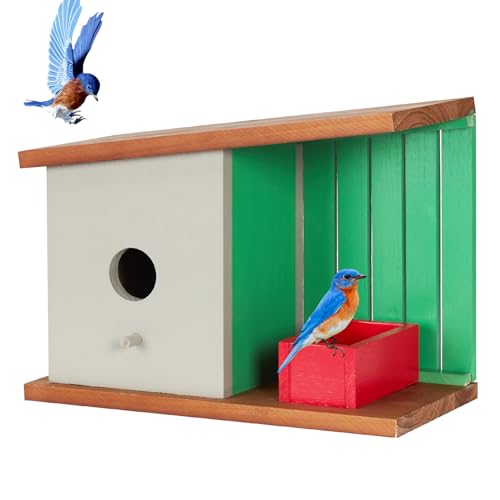 Vogelhaus aus Holz für draußen, Vogelhaus für Finken, Rotkehlchen, Bluebird und andere Gartenvögel, Wildvögel, Nistkasten für den Außenbereich von NATUREYLWL