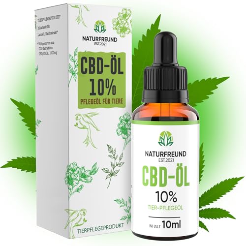 NATURFREUND® Premium CBD Öl 10% für Hunde & Katzen TIERÄRZTLICH GEPRÜFT mit 1000mg Cannabidiol - CBD Tropfen Naturrein Hanföl Cannabisöl Hanftropfen Hanf CBD-Oil - Made in Germany & Zertifiziert 10ml von NATURFREUND EST.2021