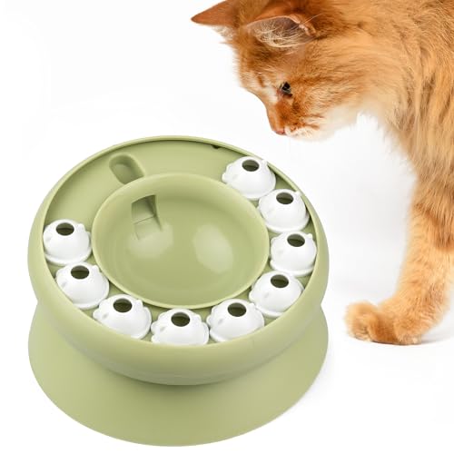 NATURUMA das ORIGINAL Katzen-Futter-Karusell | Interaktives Katzenspielzeug für Intelligenz und Gesundheit | Spülmaschinen geeignet, Fördert langsames Essen & Gewichtsreduktion (Pistachio Cream) von NATURUMA