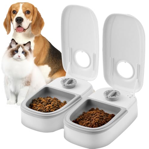 NAVESO Automatischer Katzenfutterspender, 3.5L Automatischer Pet Feeder, Katzenfutterspender Katzenfutterautomat mit 48H Timer, Trocken- und Nassfutterspender für Katzen, Futterstation für Katzen und von NAVESO