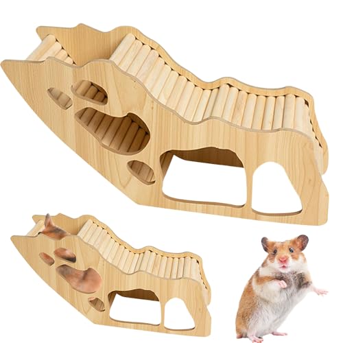 NAVESO Hamster Haus aus Holz, Hamster Tunnel Unterirdisch Holz, Hamster Versteck Unterirdisch, Hamster Spielzeug Hamsterhaus Kletterleiter, Hamster Käfig Dekoration, Zwerghamster Zubehör für den Käfig von NAVESO