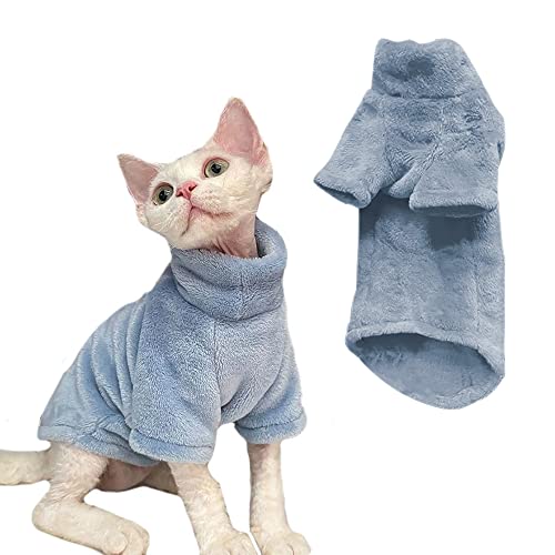 NAVESO Katzen Weste Rollkragenpullover, Sphinx Haarlose Katze Kleidung, Zweibeiniger Haustier Rollkragenpullover und Weste für Sphynx Haarlose Katze Chihuahua Bulldoggen,(Blau) L von NAVESO