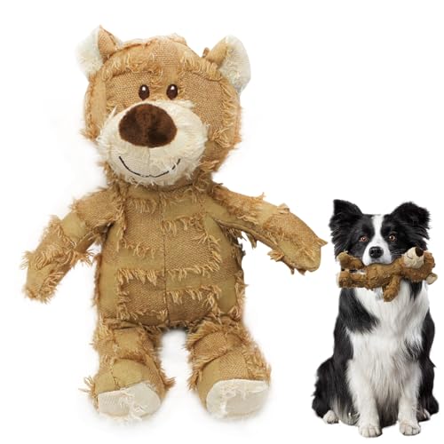 NAVESO Hundespielzeug Unzerstörbar Bär, Hundespielzeug Quietschend Plüsch, Hundespielzeug Welpen, Welpenspielzeug, Kuscheltier für Hunde, Dog Teddy Bear, Zerstörbär Plüschbär für Kleine Hund von NAVESO