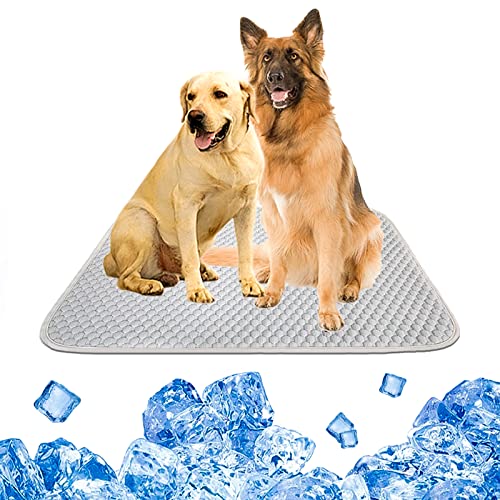 NAYAHOSE Kühldecke Für Hunde Selbstkühlend, Hundematte Sommerbett aus Ungiftigem Eisseide-Material, Komfortabel Wasserdicht Kühlende Kälte Haustier Kühlmatte (Grau, L 60 * 50cm) von NAYAHOSE